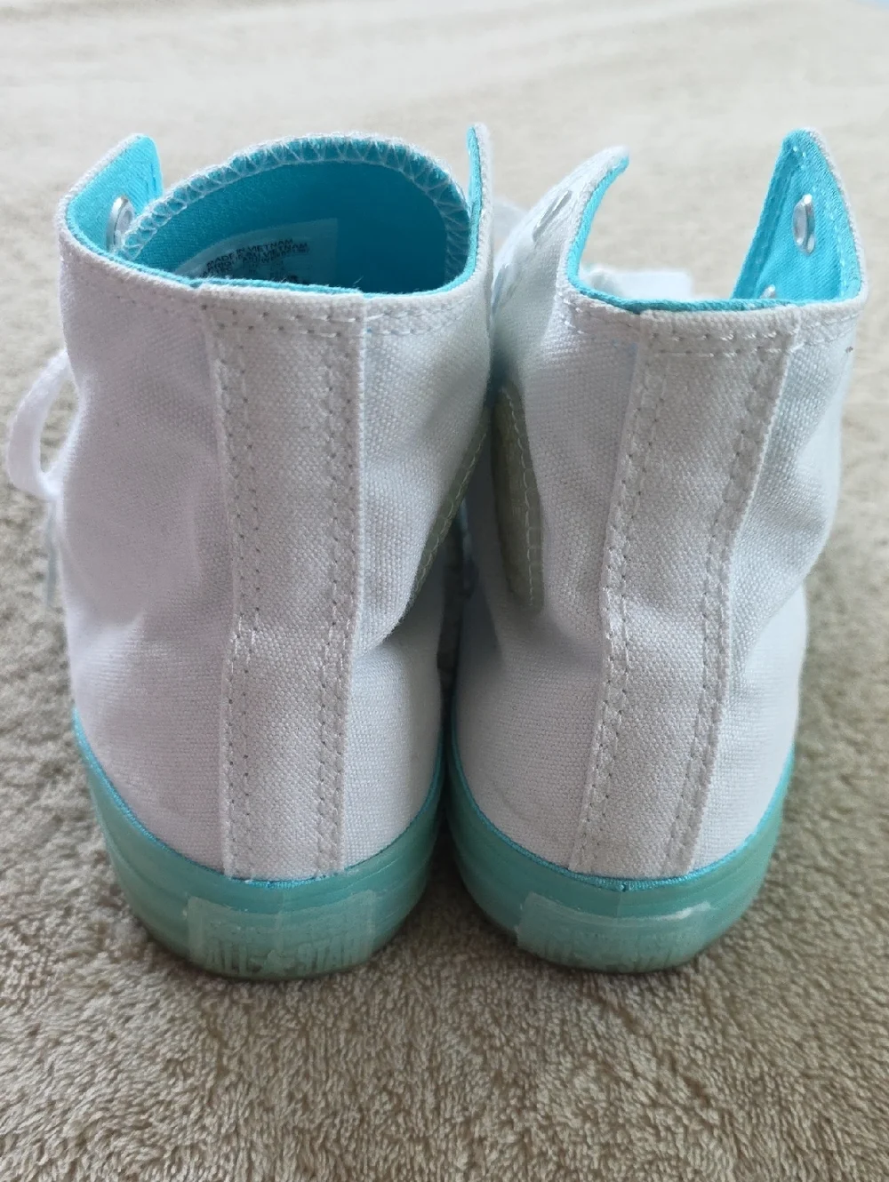 Converse White High-Top with Aqua Soles